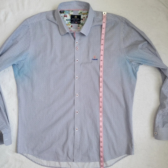 Pioneer Gragney London Button Down Shirt Blue White Pattern Logo Size XL. - Picture 12 of 12